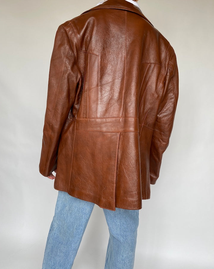 VINTAGE BROWN LEATHER JACKET 663-2
