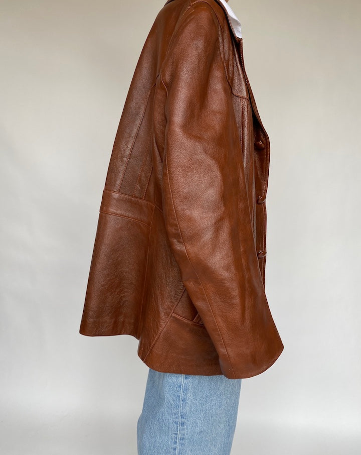 VINTAGE BROWN LEATHER JACKET 663-3