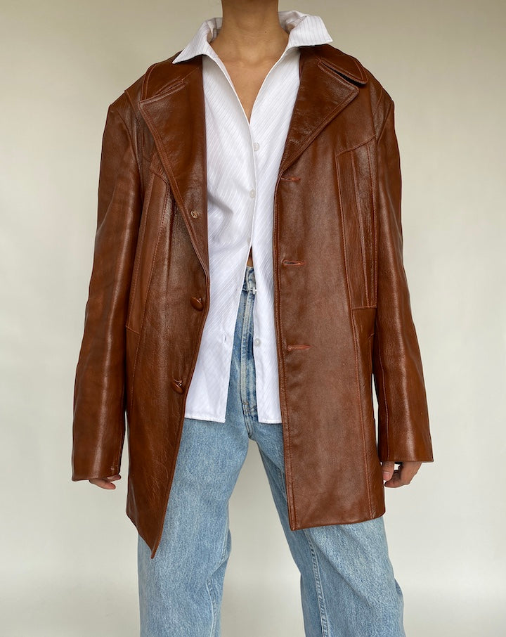 VINTAGE BROWN LEATHER JACKET 663