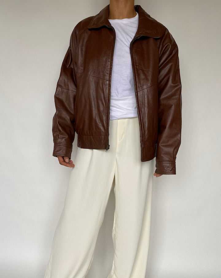 VINTAGE BROWN LEATHER JACKET 804