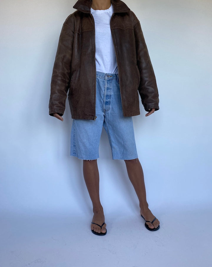 VINTAGE BROWN LEATHER JACKET 909