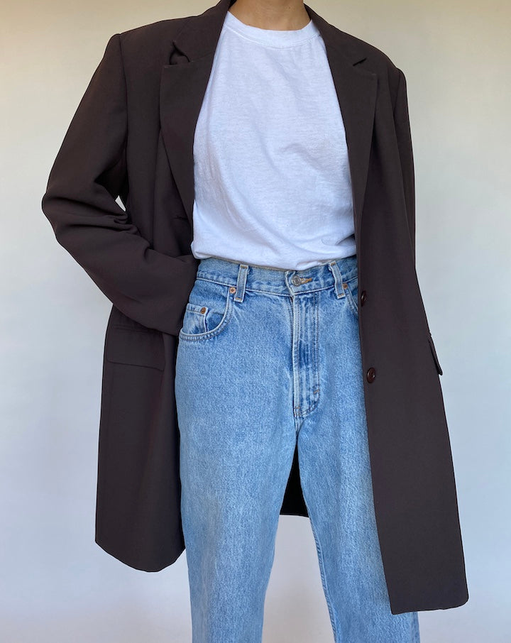 VINTAGE BROWN LONG BLAZER 545