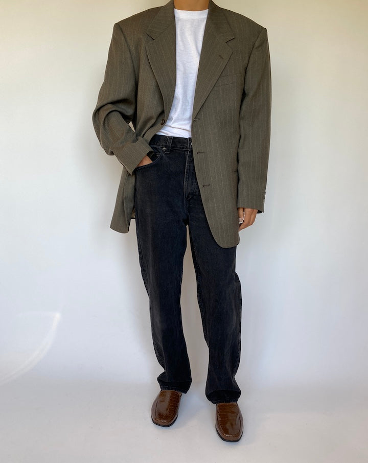 VINTAGE BROWN PINSTRIPED BLAZER 1511