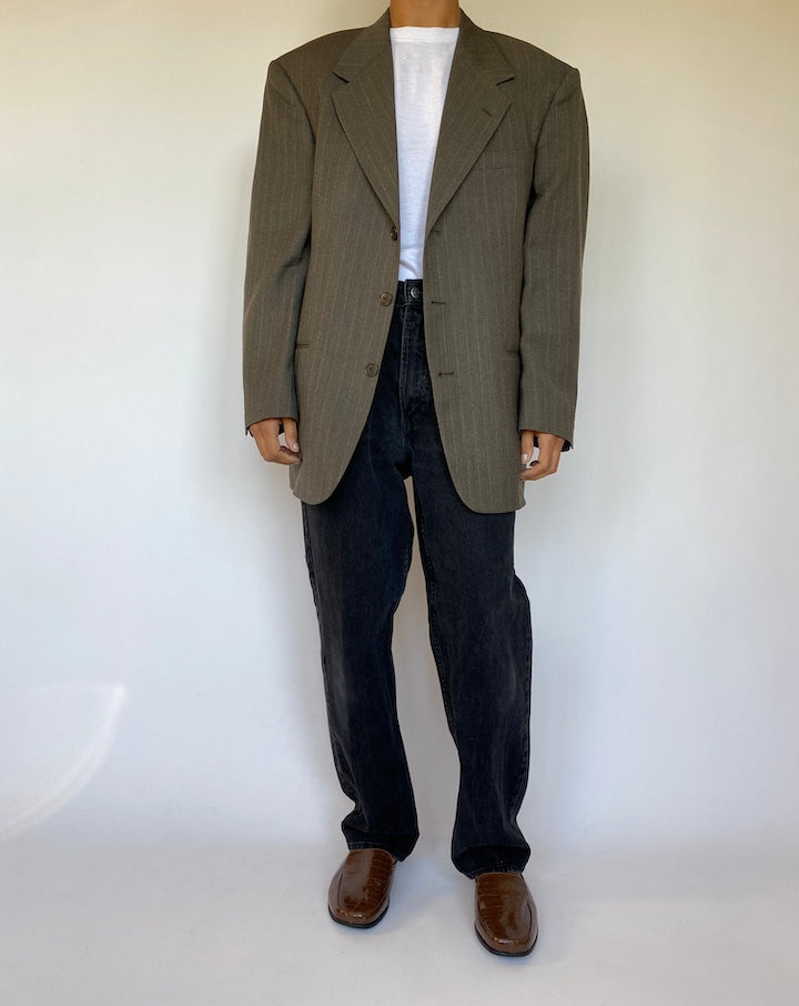 VINTAGE BROWN PINSTRIPED BLAZER 1511