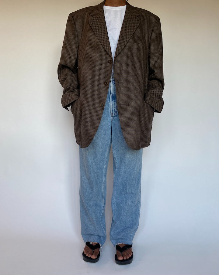 VINTAGE BROWN SINGLE BREASTED BLAZER 1284