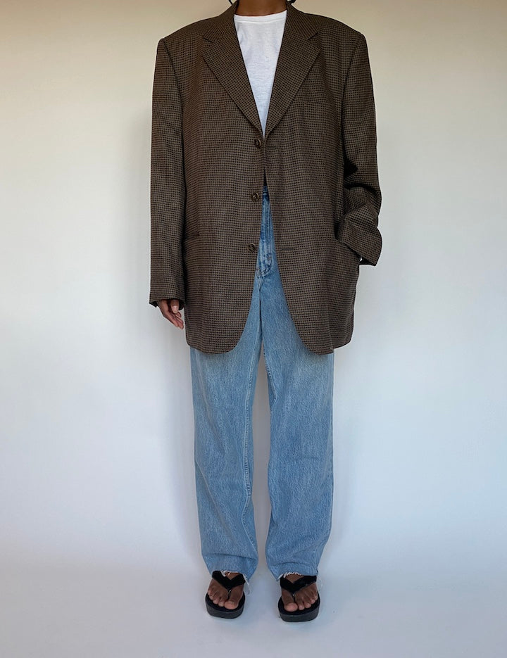 VINTAGE BROWN SINGLE BREASTED BLAZER 1284-3