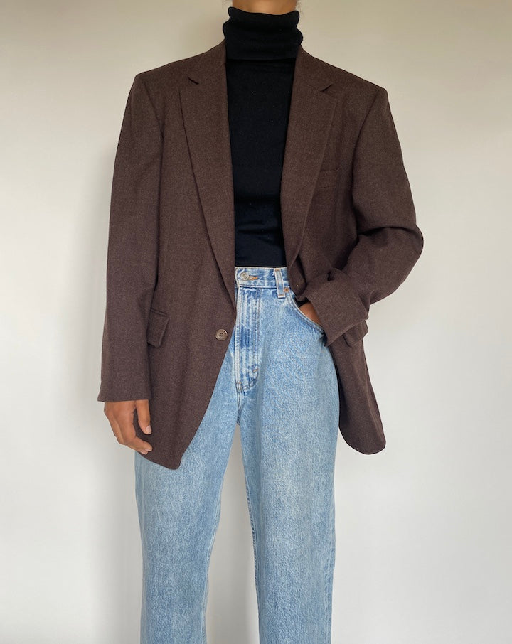 VINTAGE BROWN SINGLE BREASTED BLAZER 1767