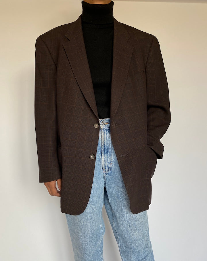 VINTAGE BROWN SQUARED BLAZER 1394-2