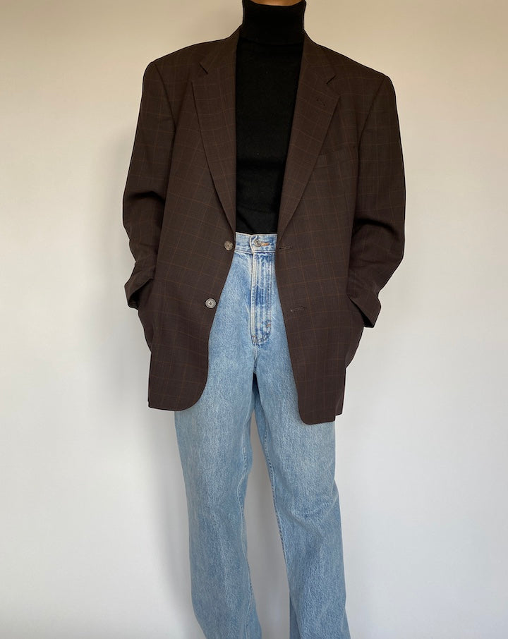 VINTAGE BROWN SQUARED BLAZER 1394-4