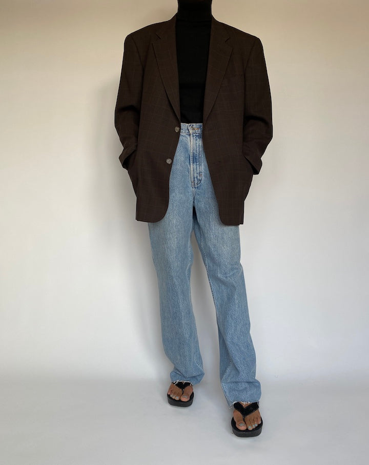 VINTAGE BROWN SQUARED BLAZER 1394