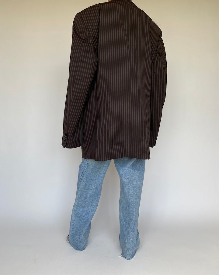 VINTAGE BROWN STRIPED BLAZER 887-2