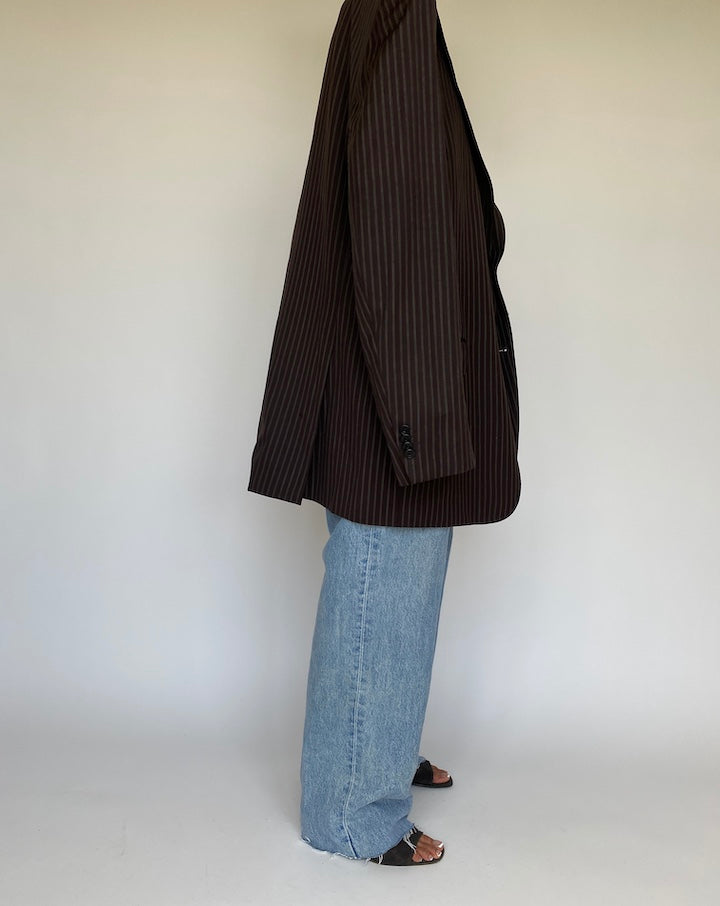 VINTAGE BROWN STRIPED BLAZER 887-3