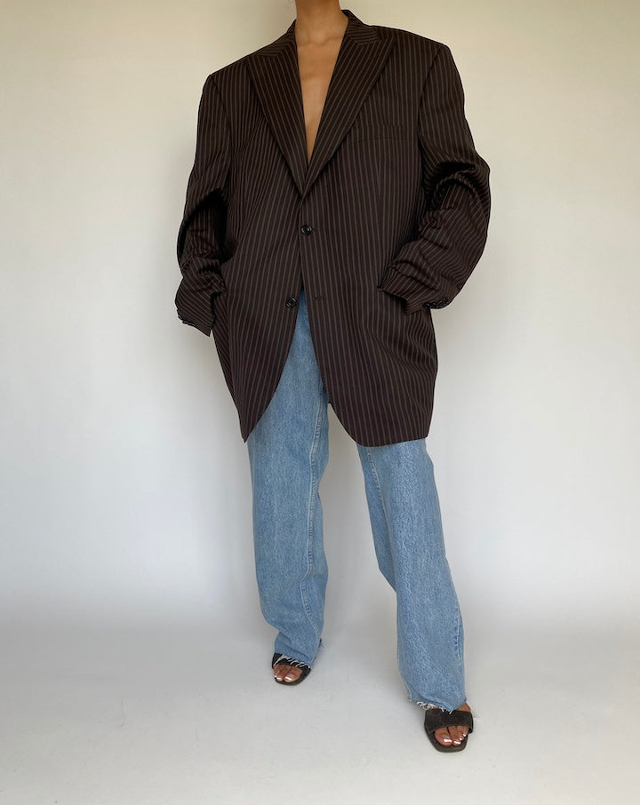 VINTAGE BROWN STRIPED BLAZER 887