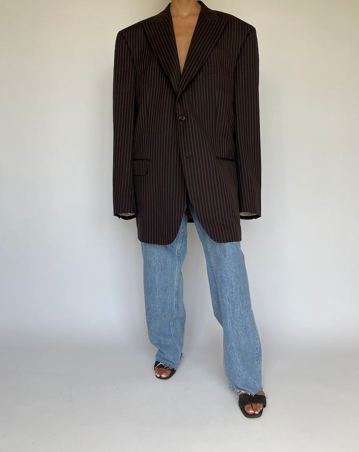 VINTAGE BROWN STRIPED BLAZER 887