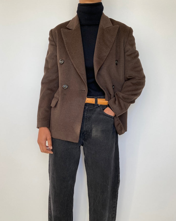VINTAGE BROWN WOOL AND ANGORA BLAZER 1671