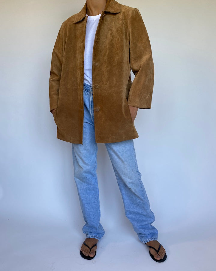VINTAGE CAMEL COLORED SUEDE LEATHER JACKET 974