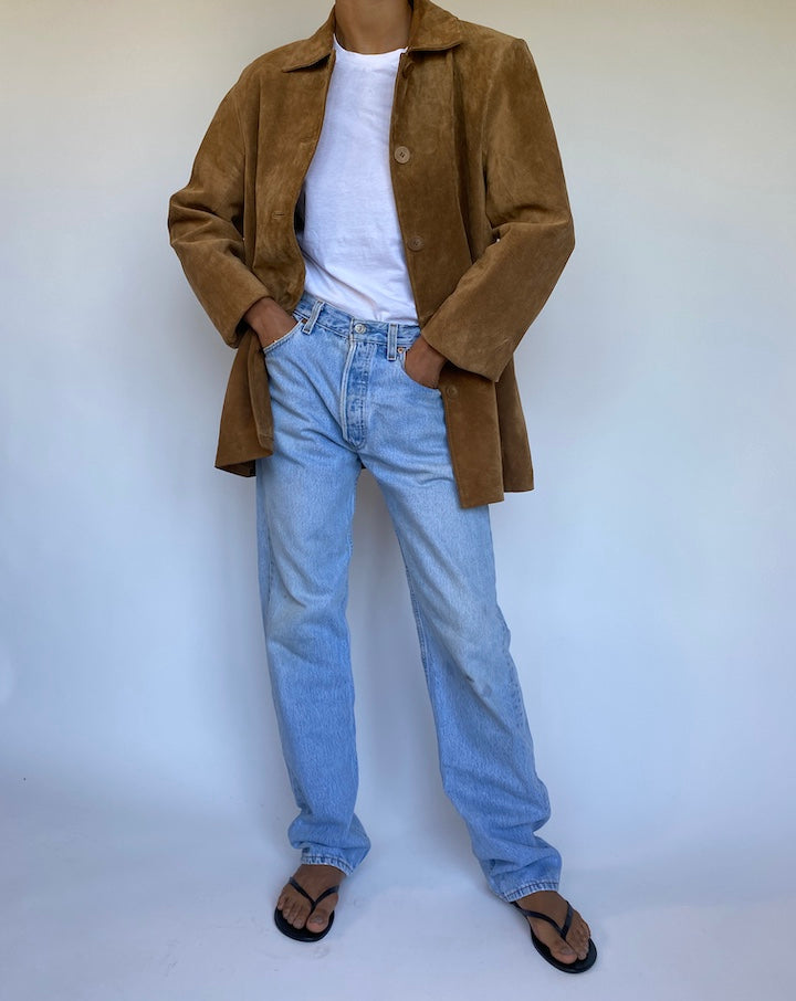 VINTAGE CAMEL COLORED SUEDE LEATHER JACKET 974