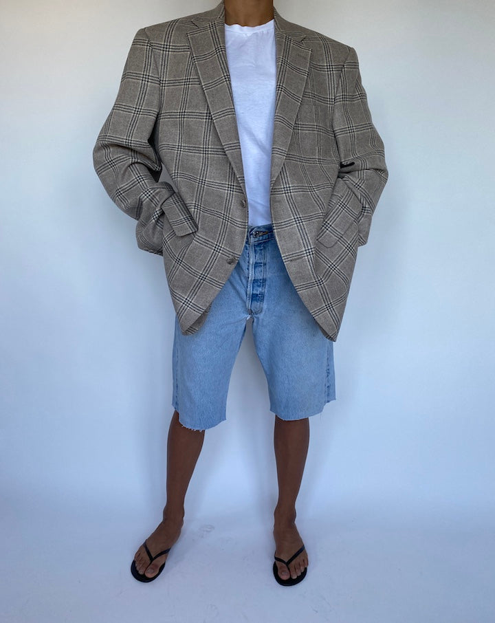 VINTAGE CHECKED OAT BLAZER 899-5