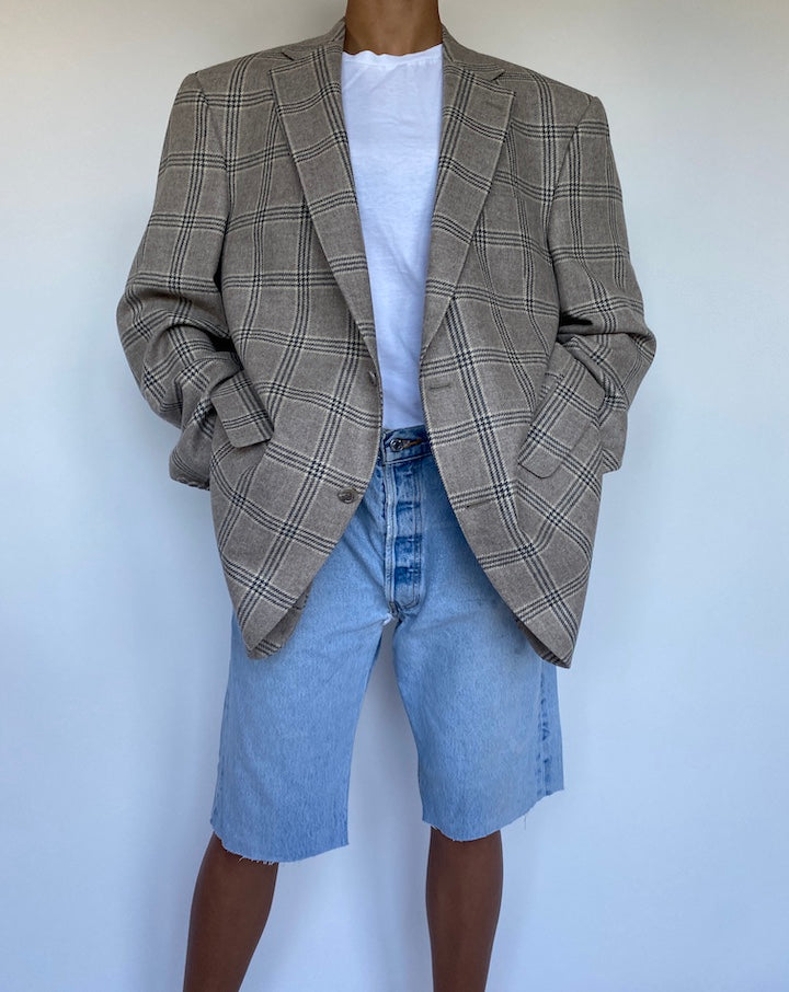 VINTAGE CHECKED OAT BLAZER 899