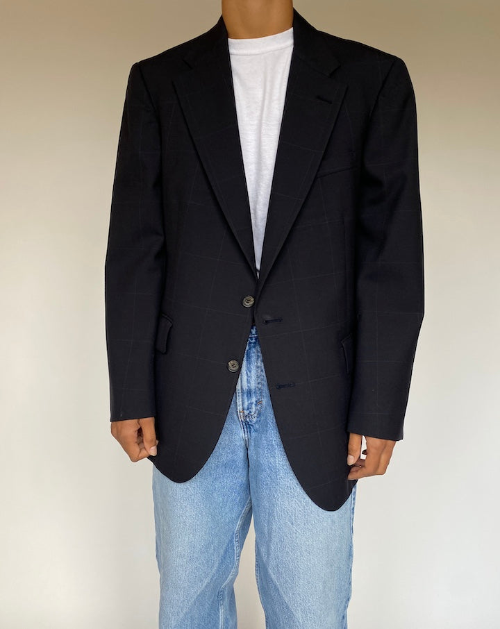 VINTAGE CHECKED SINGLE BREASTED BLAZER 1346-3