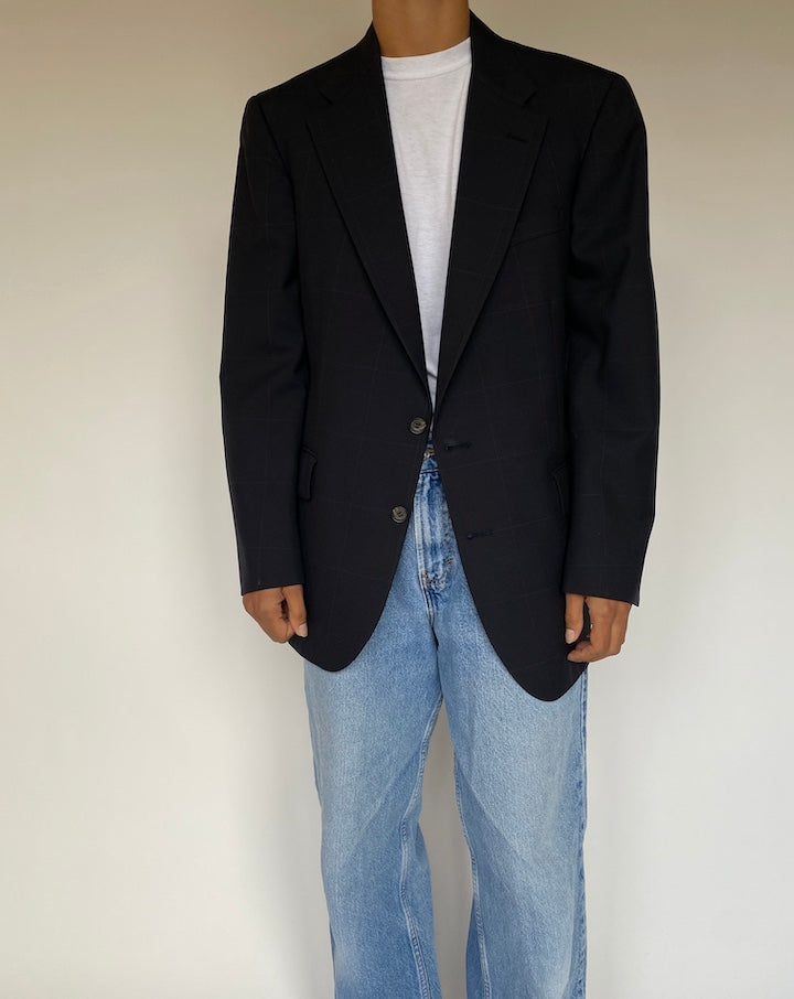 VINTAGE CHECKED SINGLE BREASTED BLAZER 1346