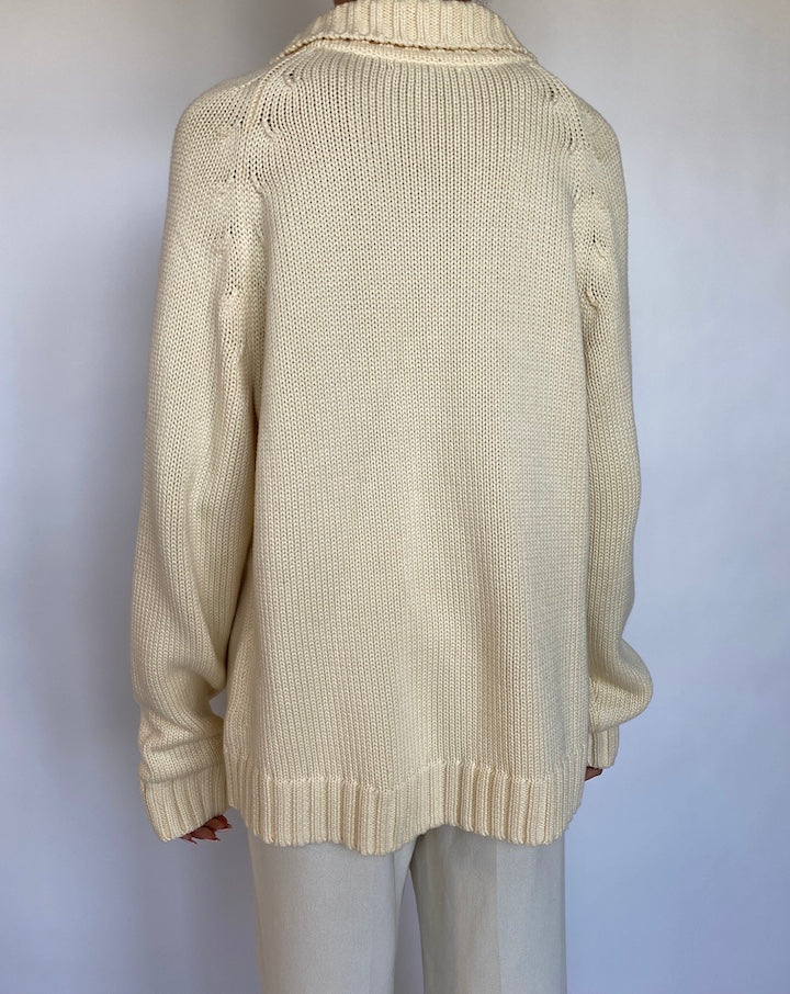 VINTAGE CREAM KNITTED CARDIGAN 566-2