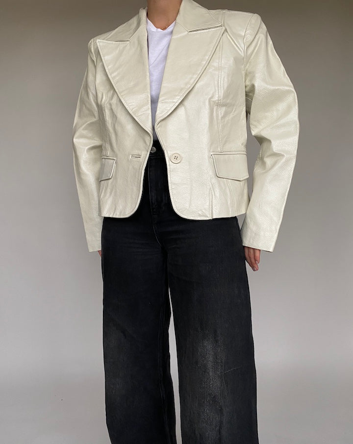 VINTAGE CREAM LEATHER JACKET 532