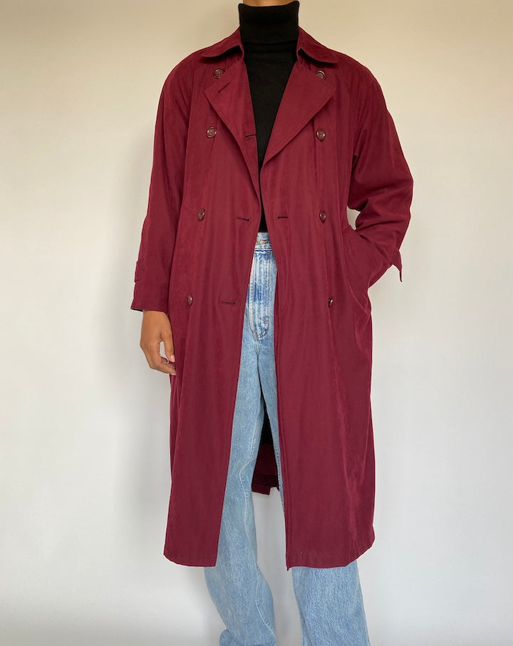 VINTAGE CRIMSON TRENCH COAT 400-3