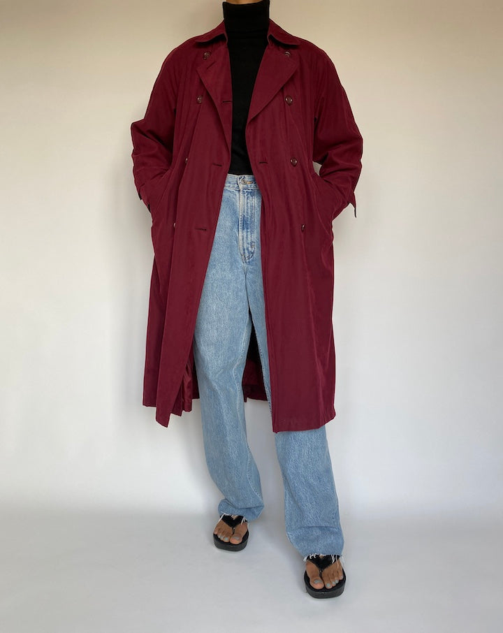 VINTAGE CRIMSON TRENCH COAT 400-5