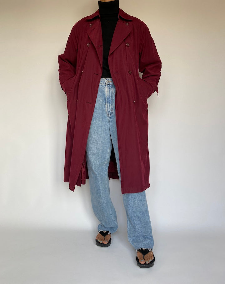 VINTAGE CRIMSON TRENCH COAT 400