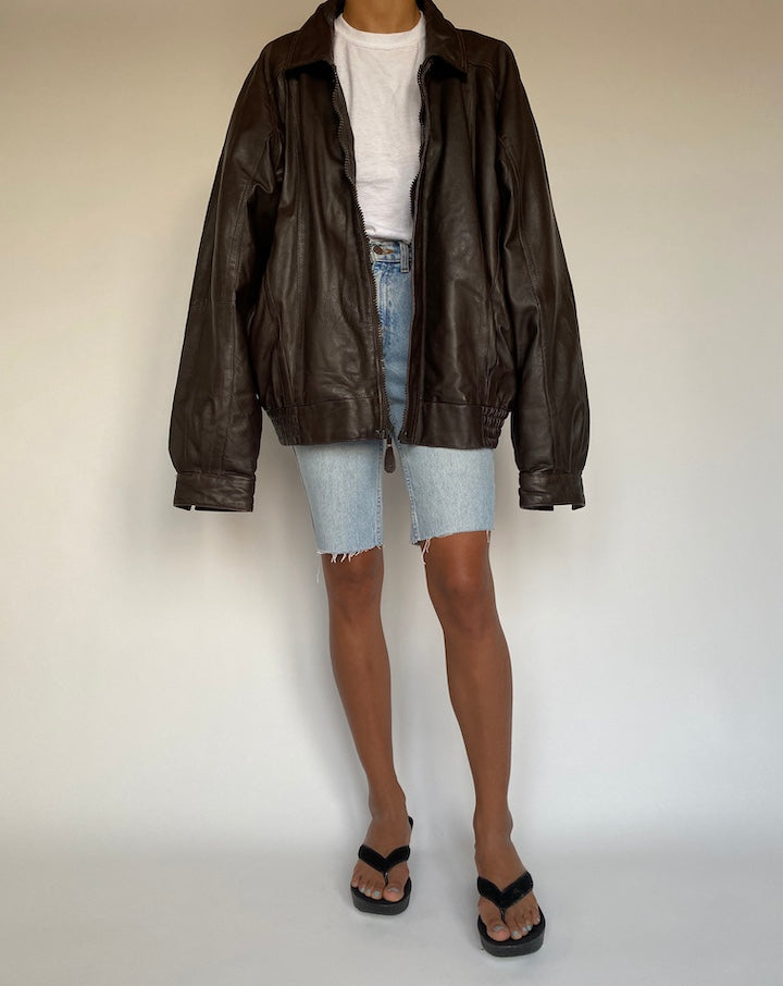 VINTAGE DARK BROWN LEATHER JACKET 1371