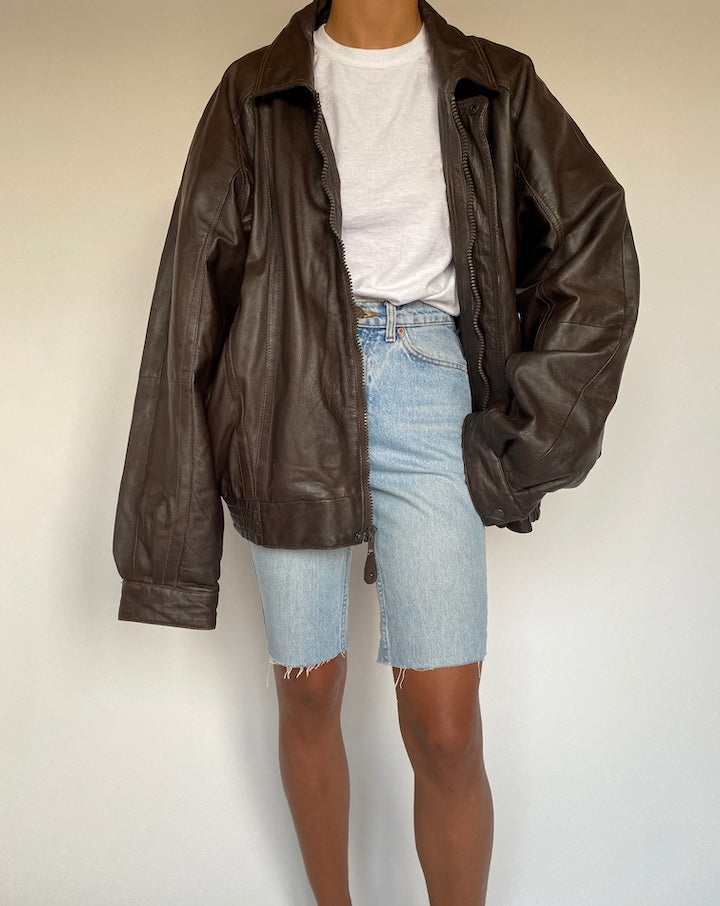 VINTAGE DARK BROWN LEATHER JACKET 1371