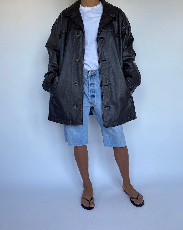 VINTAGE DARK BROWN LEATHER JACKET 902