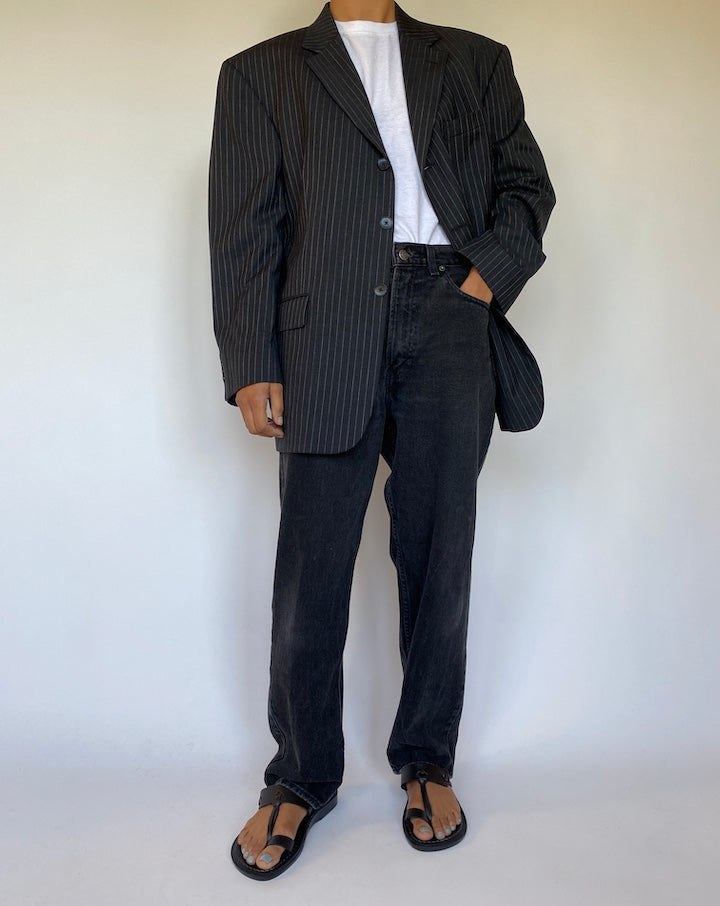 VINTAGE DARK GREY PINSTRIPED BLAZER 1504-4
