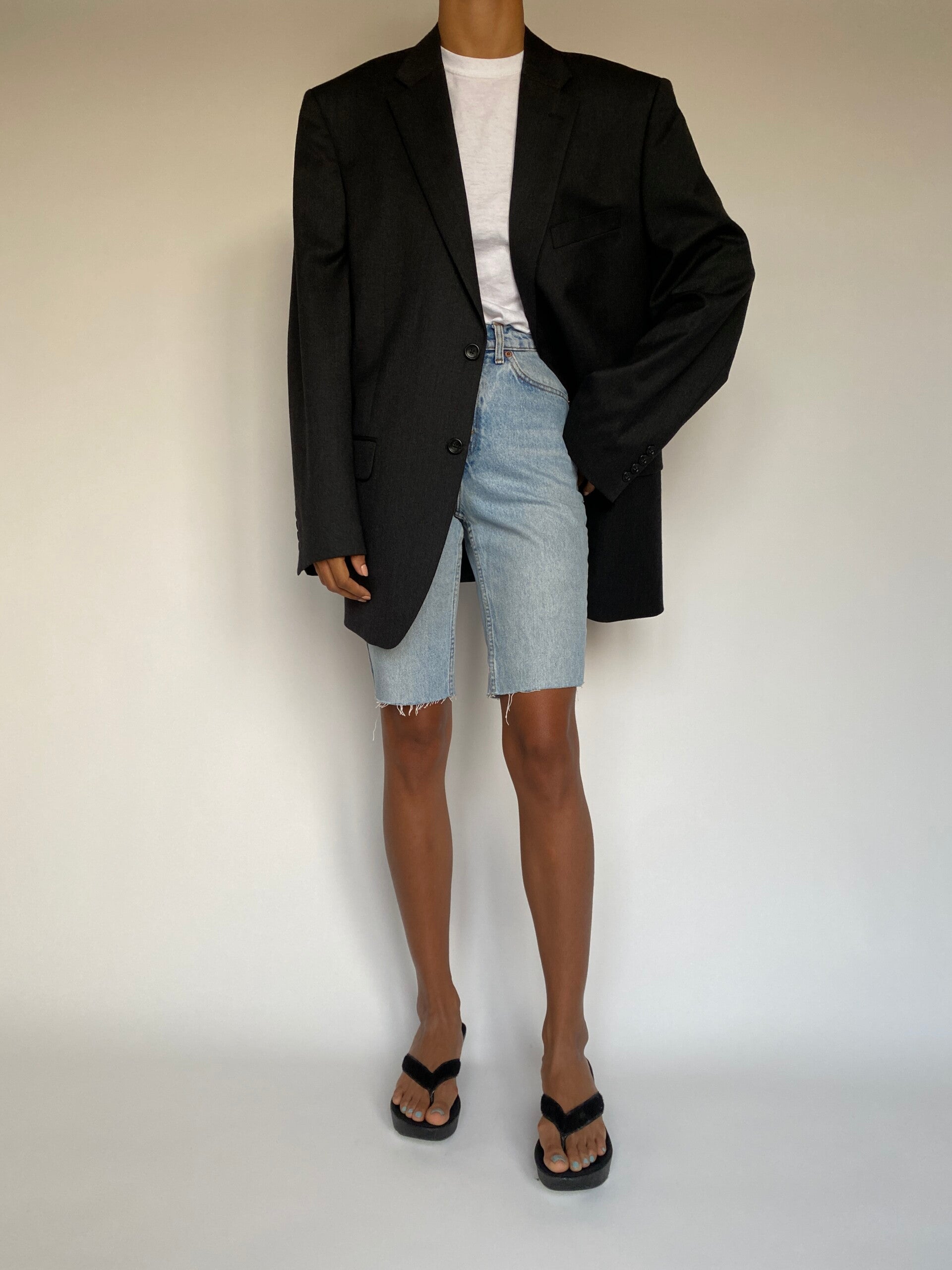 VINTAGE DARK GREY WOOL BLAZER 1370