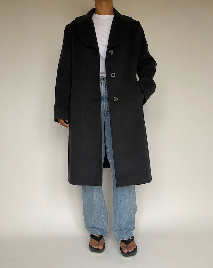 VINTAGE DARK GREY WOOL COAT 1204-4