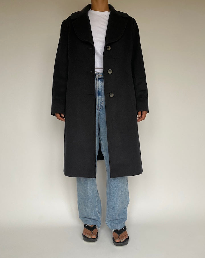 VINTAGE DARK GREY WOOL COAT 1204