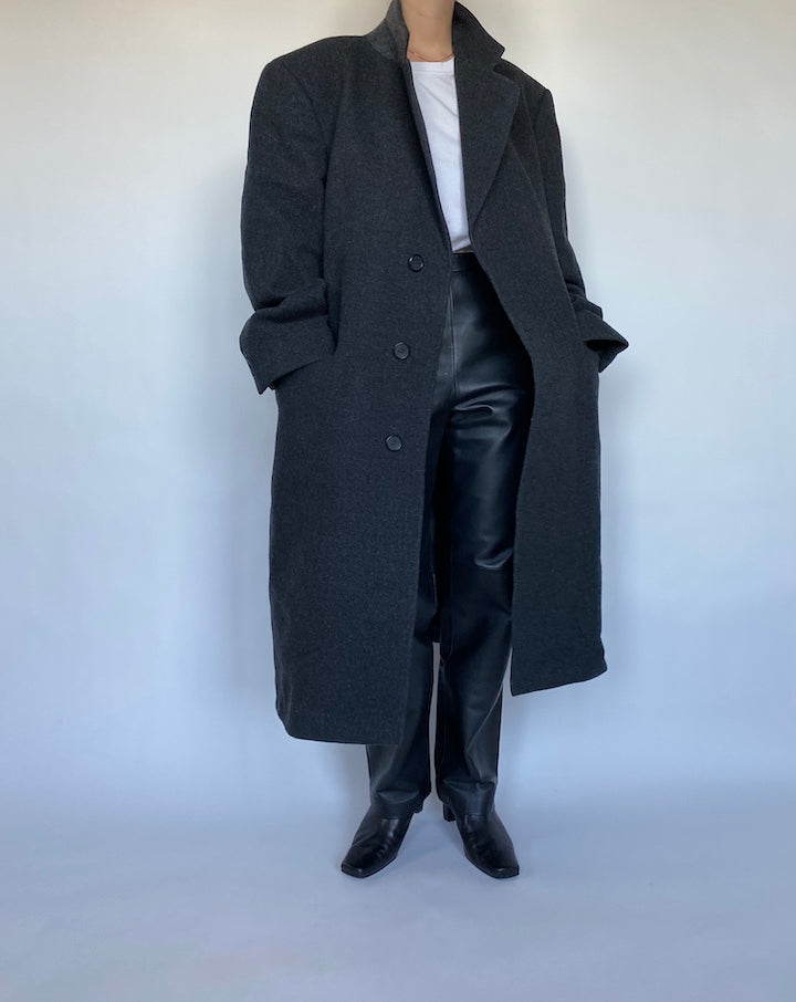VINTAGE DARK GREY WOOL COAT 481