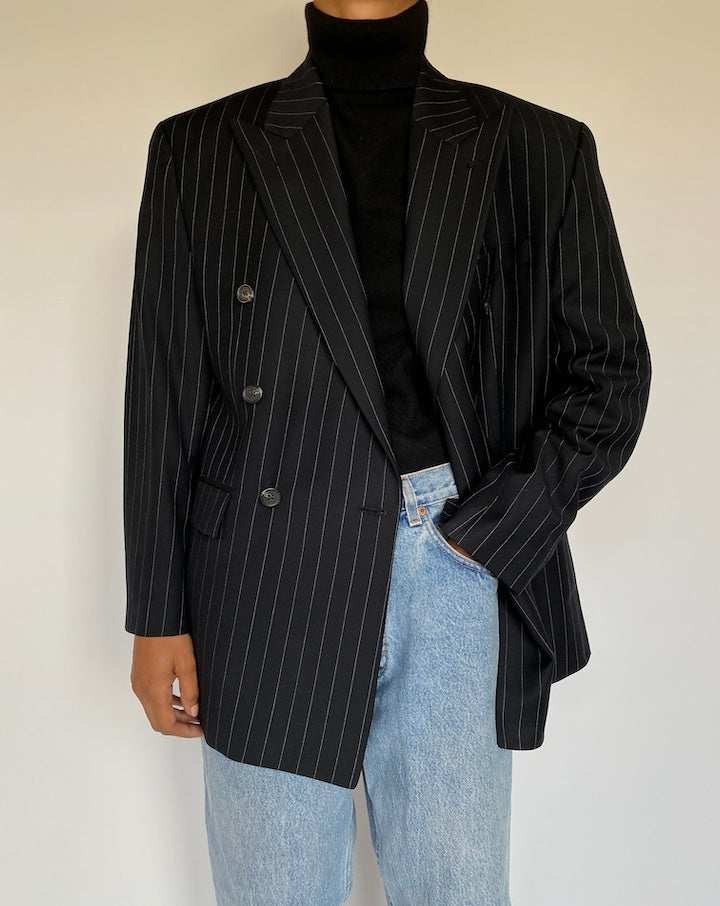 VINTAGE DOUBLE BREASTED PINSTRIPED BLAZER 1398-2