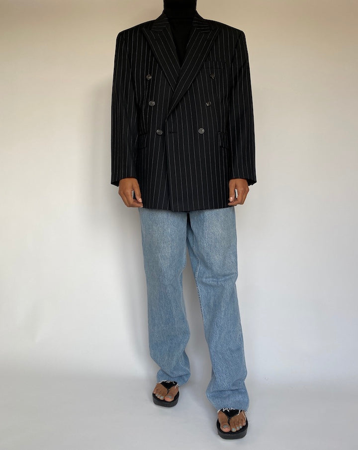 VINTAGE DOUBLE BREASTED PINSTRIPED BLAZER 1398-4