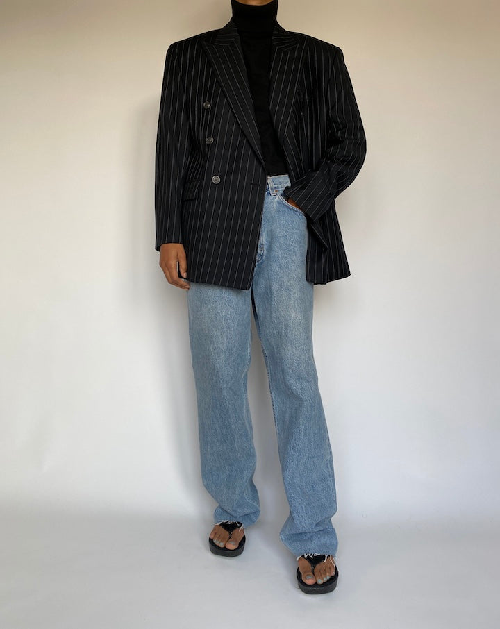 VINTAGE DOUBLE BREASTED PINSTRIPED BLAZER 1398