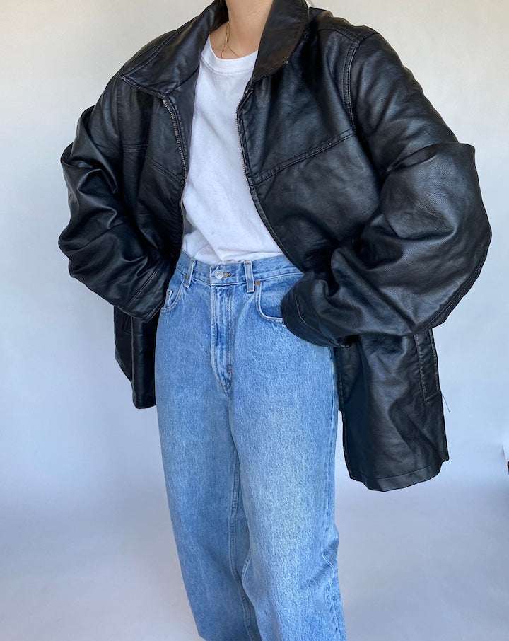 VINTAGE FAUX LEATHER JACKET 490