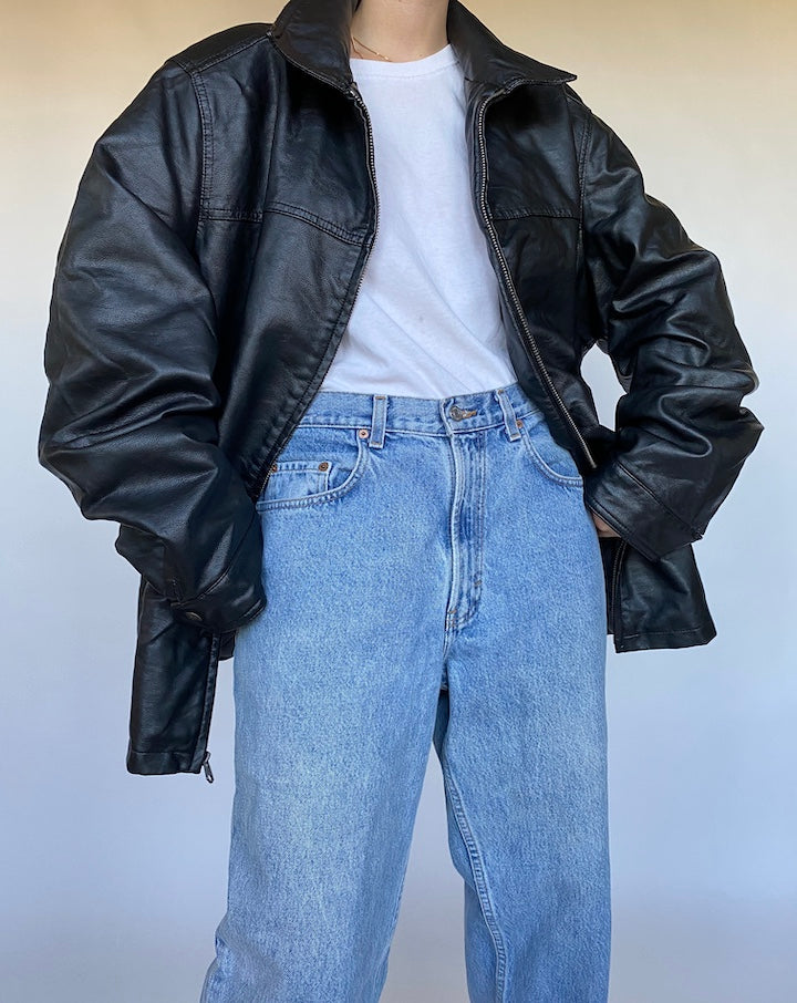 VINTAGE FAUX LEATHER JACKET 490-6