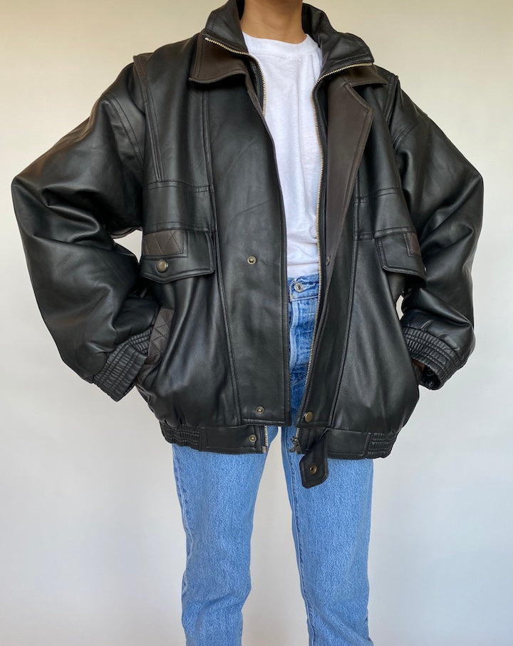 VINTAGE FAUX LEATHER JACKET 596