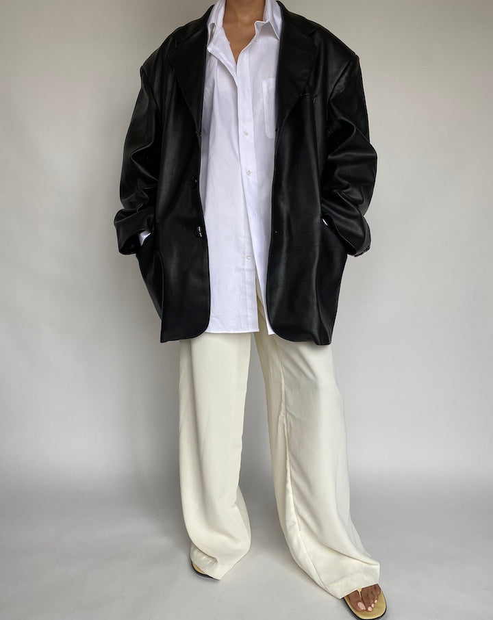 VINTAGE FAUX LEATHER JACKET_BLAZER 637