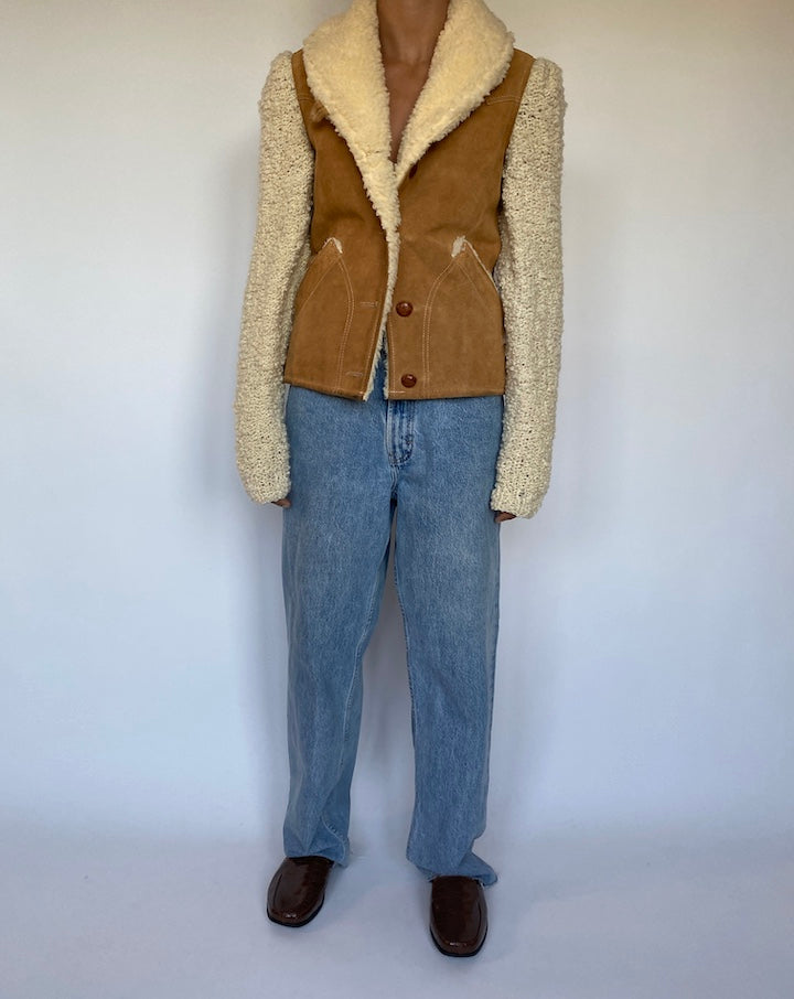 VINTAGE FAUX SHERPA AND SUEDE LEATHER JACKET 1543