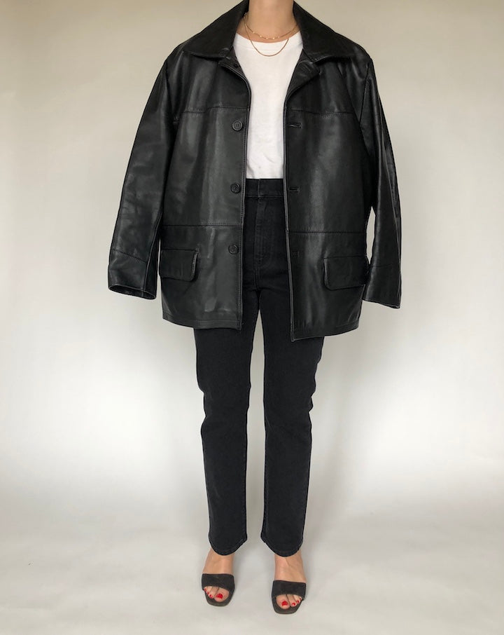 VINTAGE GORGEOUS BLACK LEATHER JACKET 138-4