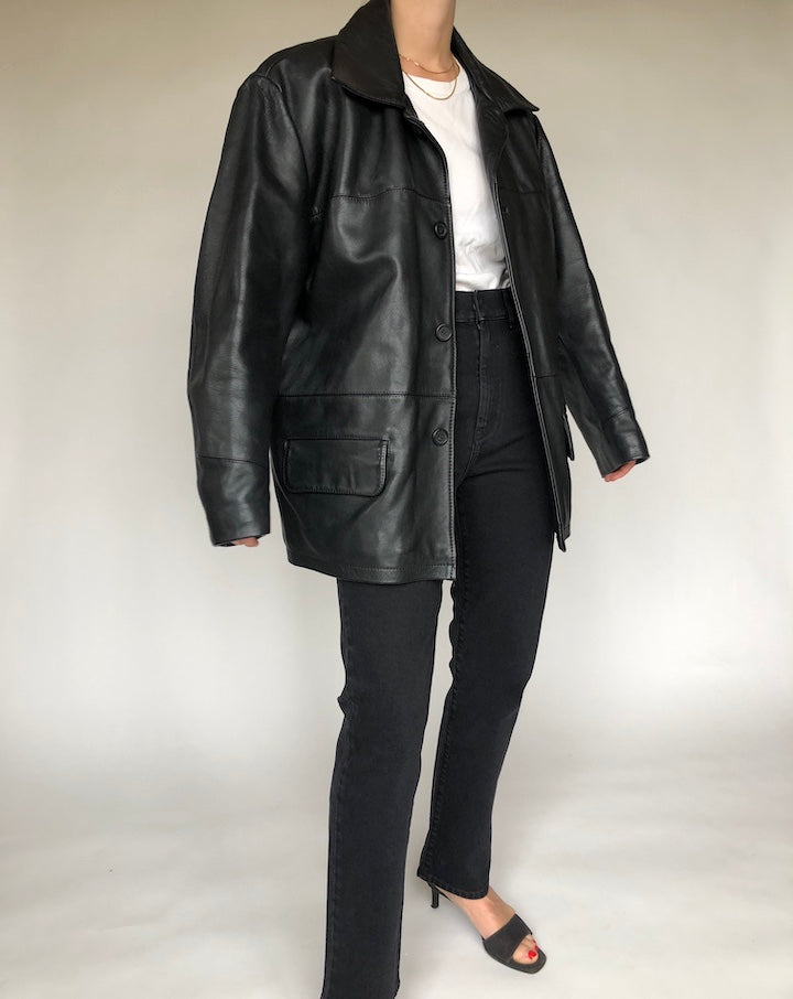 VINTAGE GORGEOUS BLACK LEATHER JACKET 138