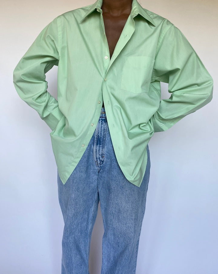 VINTAGE GREEN BUTTON DOWN SHIRT 1307