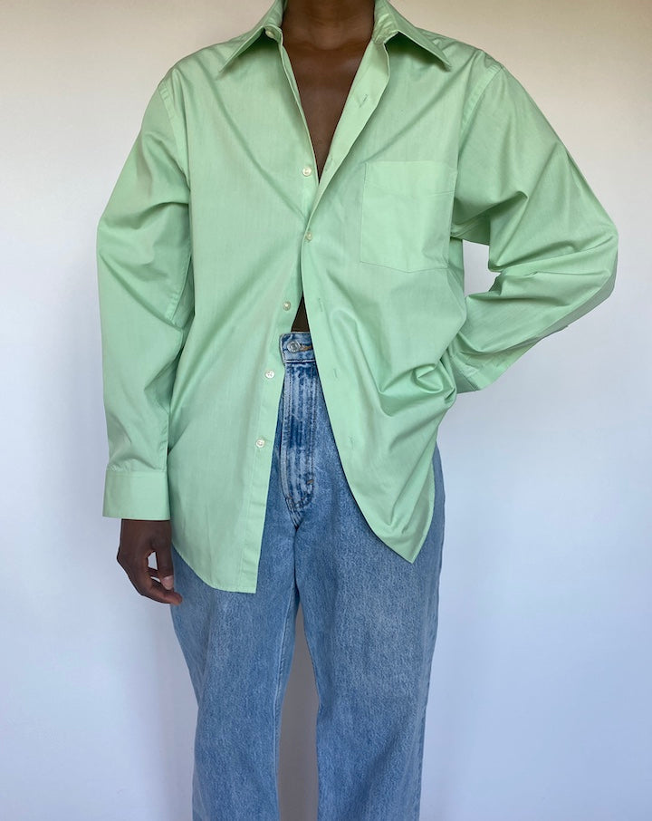 VINTAGE GREEN BUTTON DOWN SHIRT 1307